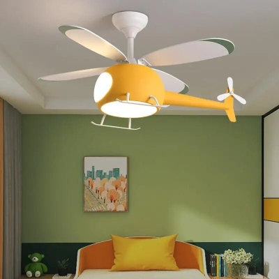 Lampada da soffitto e ventilatore per bambini in elicottero