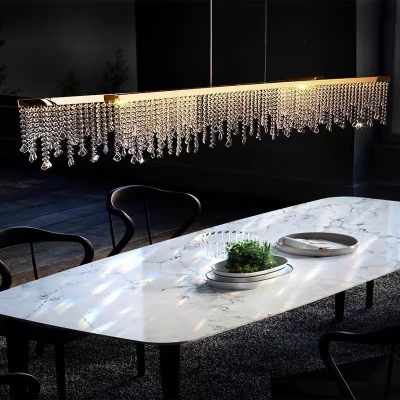 Lampadario lineare in cristallo Rexana