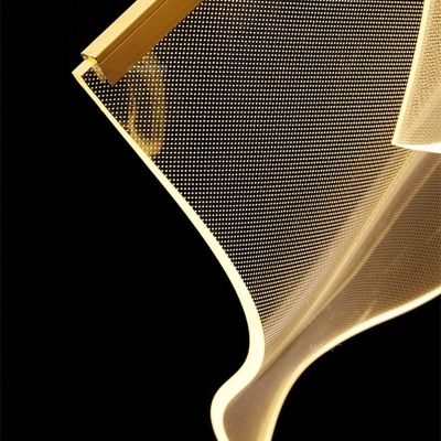Lampadario in fogli: singolare lastra in oro/acrilico (montaggio a soffitto rettangolare)