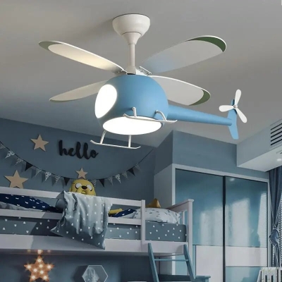 Lampada da soffitto e ventilatore per bambini in elicottero