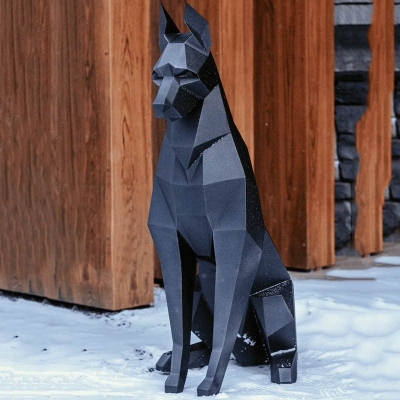 Figurina origami Dobermann nero