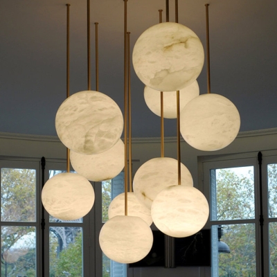 Lampada a sospensione personalizzabile in alabastro Yue